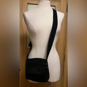 Black suede SHARIF crossbody purse
